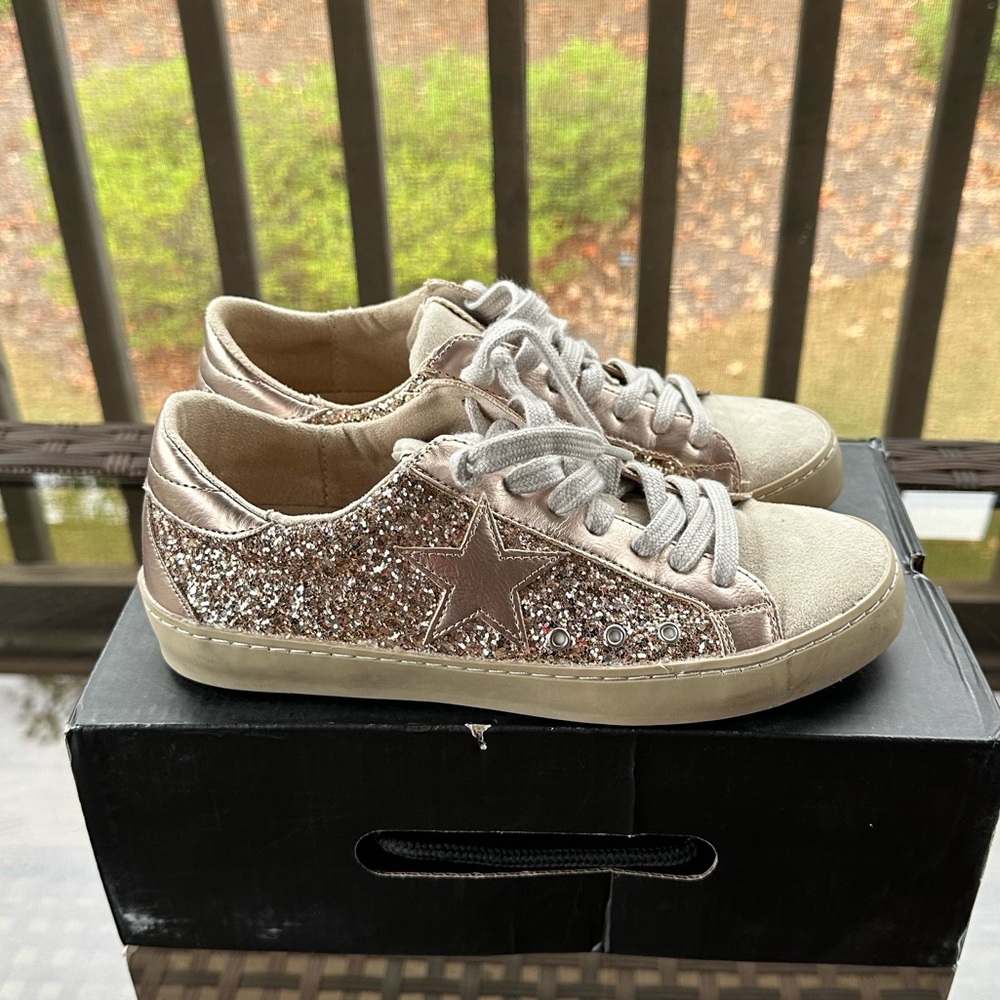 Shu Shop Glitter Gold Star Sneakers Size 6
